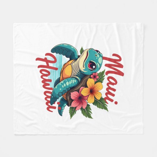 マウイハワイTシャツガールガールウィメンキッズシータートルハウ フリースブランケット (正面(横))