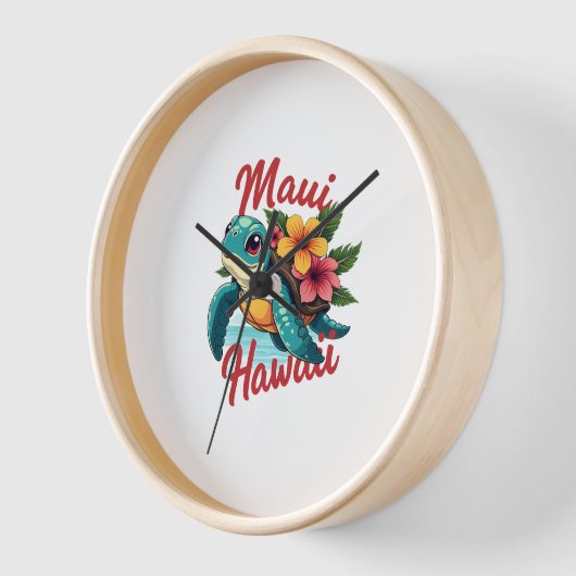 マウイハワイTシャツガールガールウィメンキッズシータートルハウ 壁時計 (傾斜)
