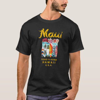マウイロードトゥハナサーフィンハワイアン Tシャツ