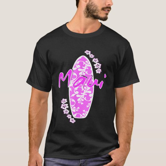マウイヴィンテージサーフハイビスカスフラワー Tシャツ (正面)