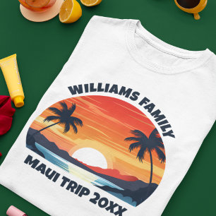 マウイ島のバカンス サンライズ ヤシの木 オーダーメイド Tシャツ
