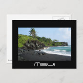 マウイ島の火山性黒砂浜のテキストポストカード ポストカード (正面/裏面)