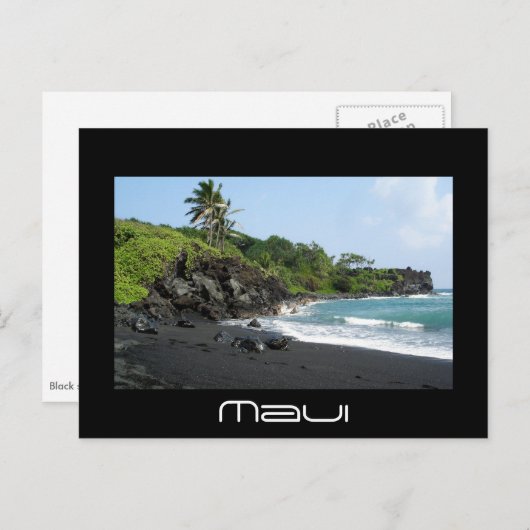 マウイ島の火山性黒砂浜のテキストポストカード ポストカード (正面/裏面)
