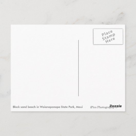 マウイ島の火山性黒砂浜のテキストポストカード ポストカード (裏面)