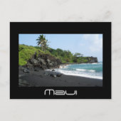 マウイ島の火山性黒砂浜のテキストポストカード ポストカード (正面)