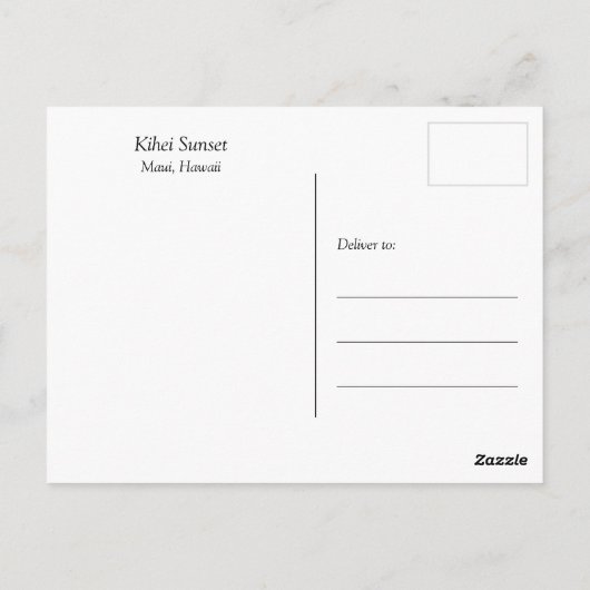 マウイ島キヘイの夕焼け | ポストカード (裏面)