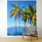 マウイ島ハワイのモロキニと熱帯ヤシの木 タペストリー (インサイチュ)