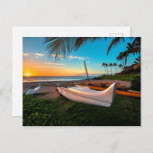 マウイ島南部のビーチに沈む夕日 | マウイ島, ハワイ ポストカード (正面/裏面)