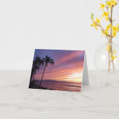 マウイ日没とヤシの木の折り畳みグリーティングカード カード (黄色い花)