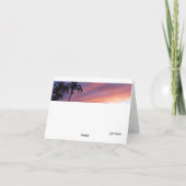 マウイ日没とヤシの木の折り畳みグリーティングカード カード (裏面)