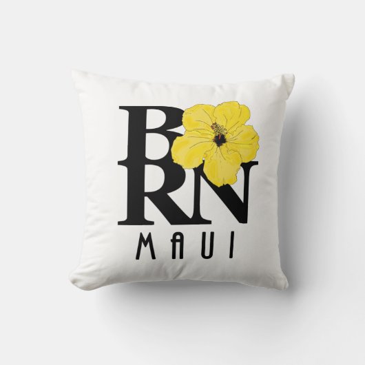 マウイ生まれイイエローハイビスカス クッション (正面)
