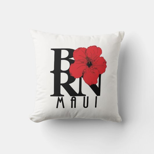 マウイ生まれレッドハイビスカス クッション (正面)