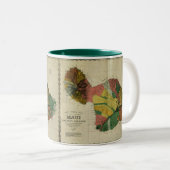 マウイ1885年のヴィンテージのハワイの地図 ツートーンマグカップ (正面右)