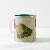 マウイ1885年のヴィンテージのハワイの地図 ツートーンマグカップ (正面左)