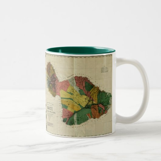 マウイ1885年のヴィンテージのハワイの地図 ツートーンマグカップ (右)