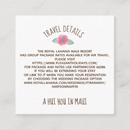 マウイ ウェディング 水彩 ハイビスカス エンクロージャーカード