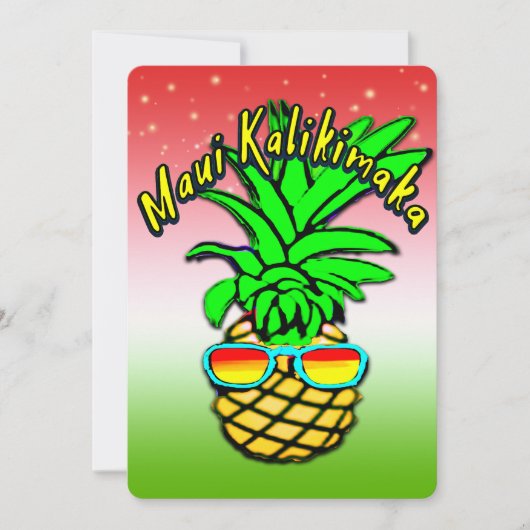 マウイ カリキマカ パイナップル ハワイアン クリスマス 招待状 (正面)