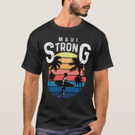 マウイ・ストロング・レトロ・サンセット・サーファー・サポート Tシャツ