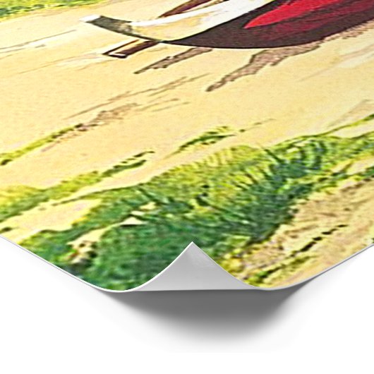 マウイ,ハワイ,ビーチ上のボート,ヴィンテージ,旅行 ポスター (角)