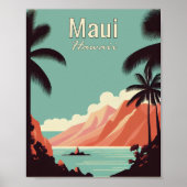 マウイ・ハワイ・ミニマル・ヴィンテージ旅行ポスター ポスター (正面)