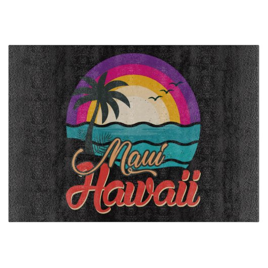 マウイ ハワイ 夕日 ビーチ 波 カッティングボード (正面)