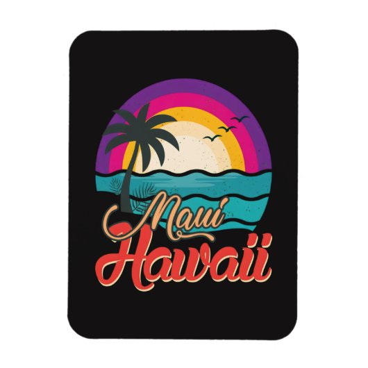 マウイ ハワイ 夕日 ビーチ 波 マグネット (縦)