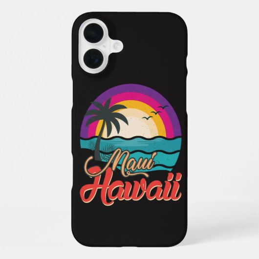 マウイ ハワイ 夕日 ビーチ 波 iPhoneケース (裏面)