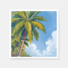 マウイ ビーチ パーム ツリー 絵画 スタンダードカクテルナプキン