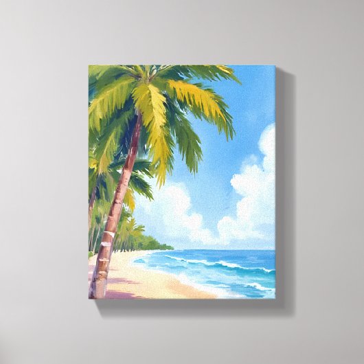 マウイ ビーチ ヤシの木 ハワイ 絵画 キャンバスプリント (正面)