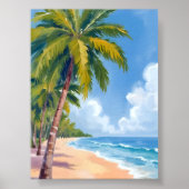 マウイ ビーチ ヤシの木 ハワイ 絵画 ポスター (正面)