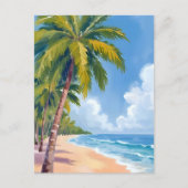 マウイ ビーチ ヤシの木 絵画 ポストカード (正面)