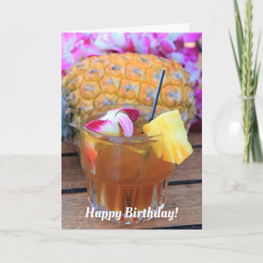 マウイ マイタイとパイナップル 誕生日 カード (正面)