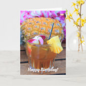 マウイ マイタイとパイナップル 誕生日 カード (黄色い花)