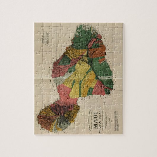 マウイ-ヴィンテージの古書売買のハワイ--の調査の地図1885年 ジグソーパズル (縦)