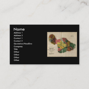 マウイ-ヴィンテージの古書売買のハワイ--の調査の地図1885年 名刺