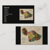 マウイ-ヴィンテージの古書売買のハワイ--の調査の地図1885年 名刺 (正面/裏面)