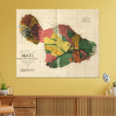 マウイ， 1885,ヴィンテージ古風ハワイの地図 キャンバスプリント (インサイチュ (リビング))