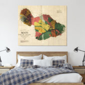 マウイ， 1885,ヴィンテージ古風ハワイの地図 キャンバスプリント (インサイチュ (寝室))