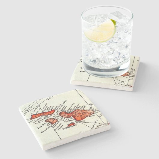 マウイ、Lanaiのモロカイ島のハワイ諸島の石 ストーンコースター (横)