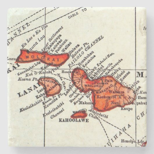 マウイ、Lanaiのモロカイ島のハワイ諸島の石 ストーンコースター (正面)