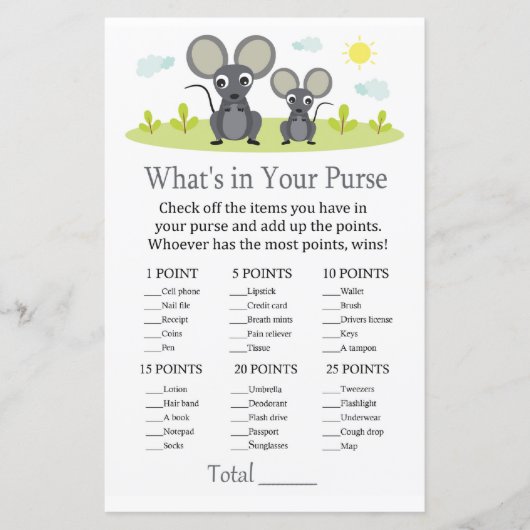 マウスあなたの財布ゲームの赤ちゃんシャワーの中に何がある (正面)