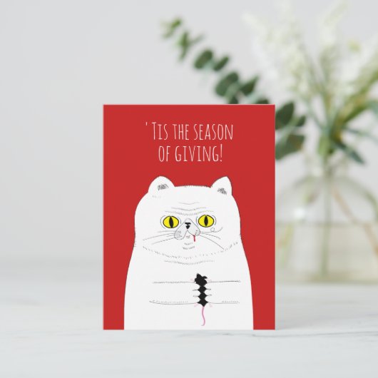 マウスおもしろいのクリスマスポストカードを贈る猫|過去記事 シーズンポストカード (スタンド正面)