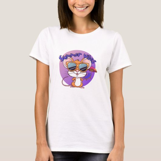 マウスおもしろいサマービーブ Tシャツ (正面)