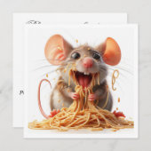 マウスおもしろいディナー招待、マウス誕生日 招待状 (正面/裏面)