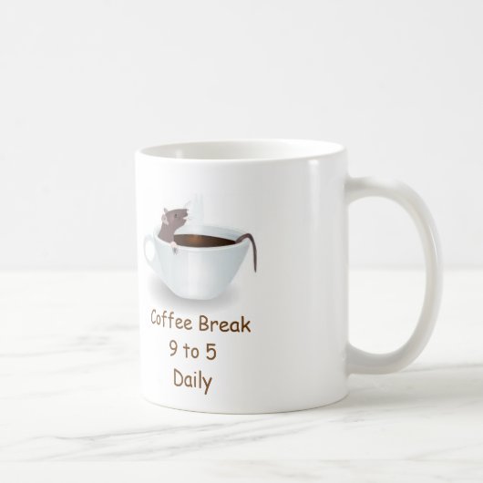 マウスおもしろいマグカップ：毎日9から5にコーヒーブレーク コーヒーマグカップ (右)