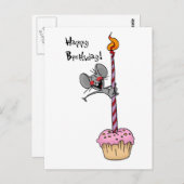 マウスおもしろい手描き誕生日デザイン ポストカード (正面/裏面)