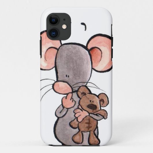 マウスおよびテディー・ベアの図解入りの、写真付きのな電話例 Case-Mate iPhoneケース (裏面)