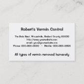 マウスおよびラットの害虫駆除の名刺 名刺 (裏面)