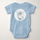 マウスおよび鳩の平和なベビーのロンパース ベビーボディスーツ (裏面)