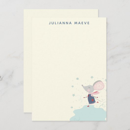 マウスお洒落アイススケーターホリデーパーソナライズされた ノートカード (正面/裏面)
